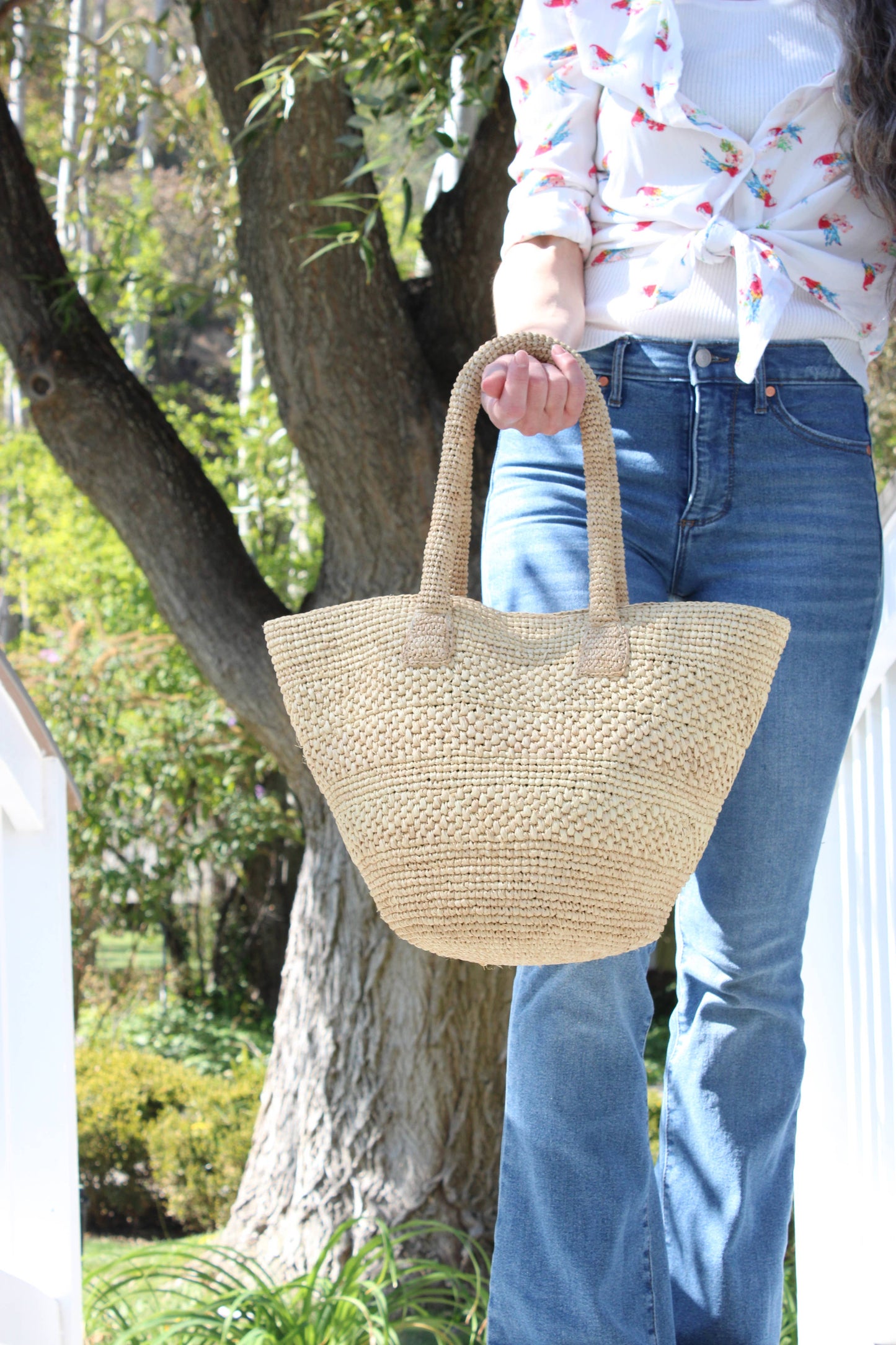 Anakao Crochet Straw Basket Handbag