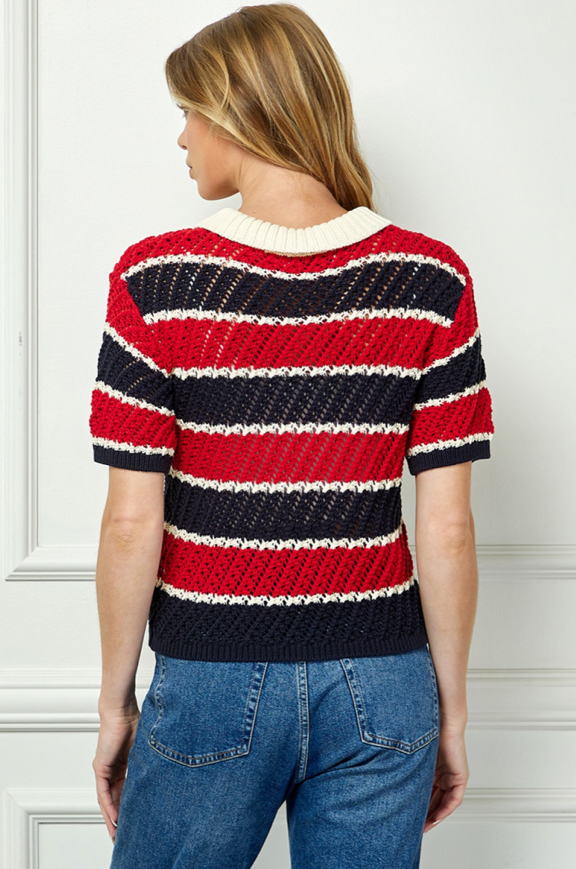 Striped Collared Top