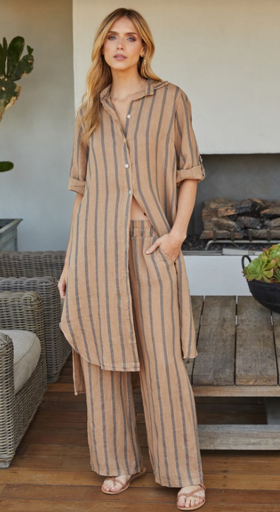 Button Down Stripe Tunic