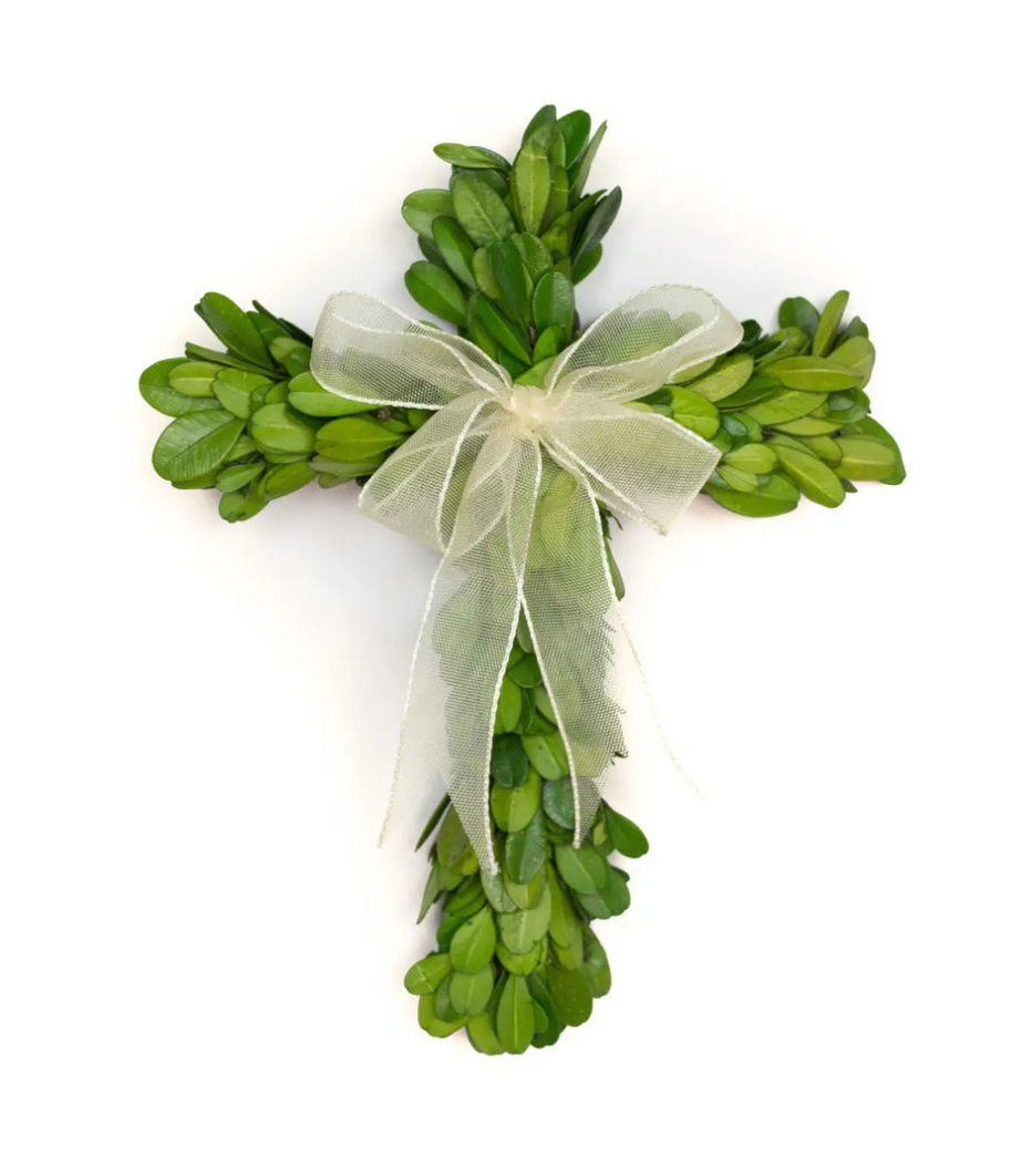 Boxwood Mini Cross With Ribbon