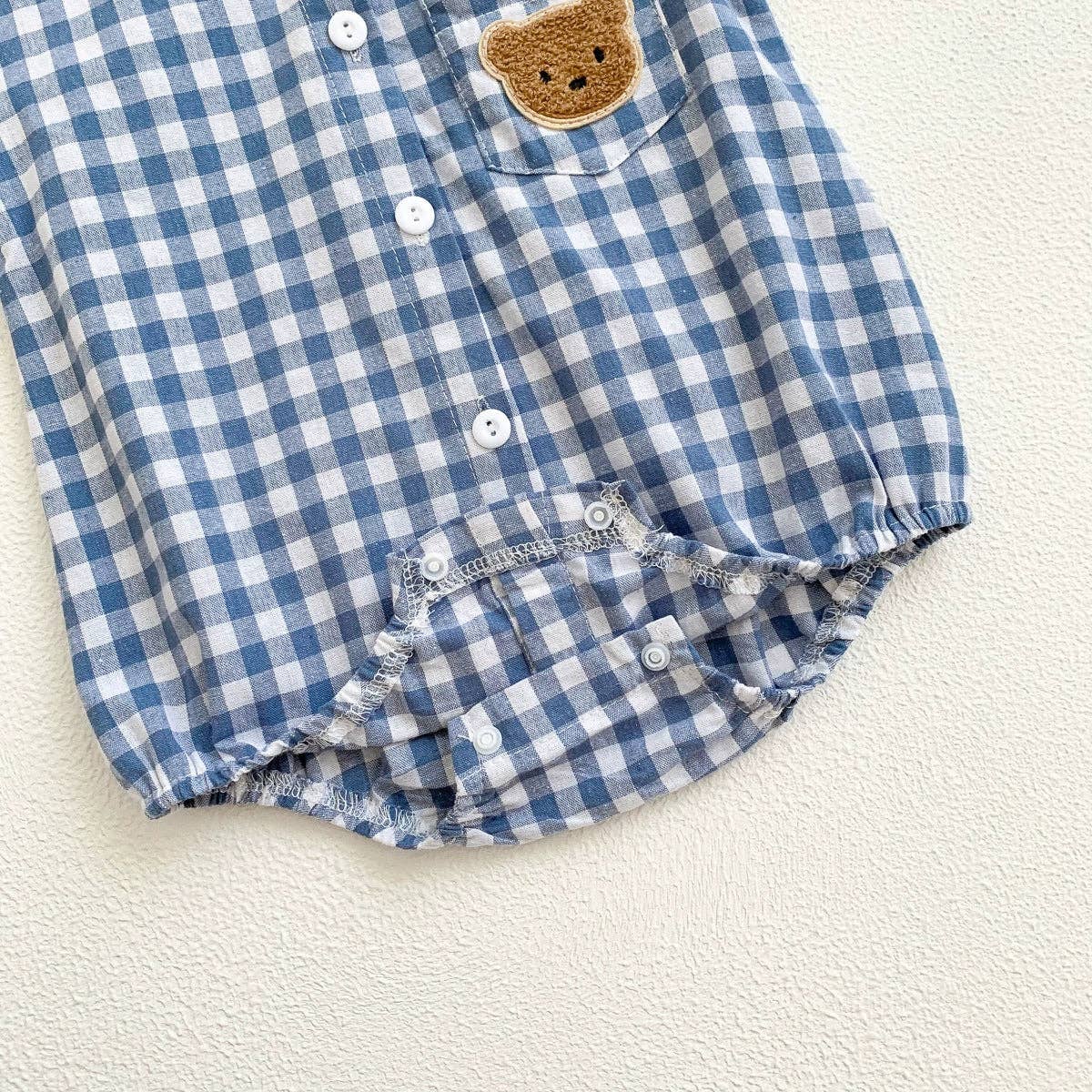 Plaid Teddy Bear Bodysuit Collar