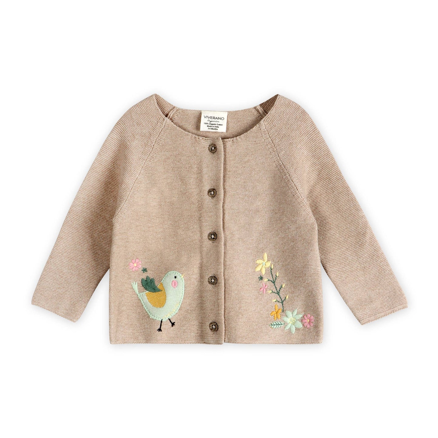 Bird Embroidered Baby Knit Cardigan