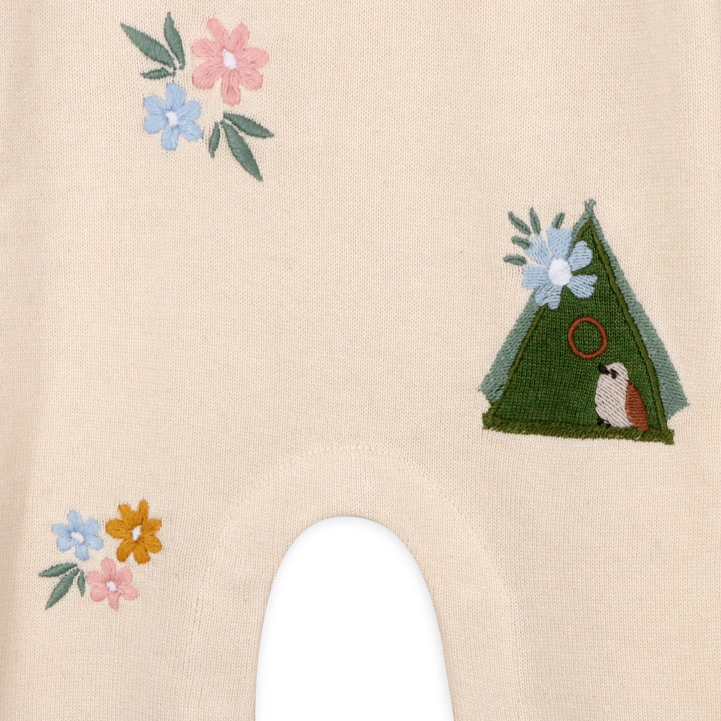 Bird & Floral Embroidered Baby Knit Jumpsuit