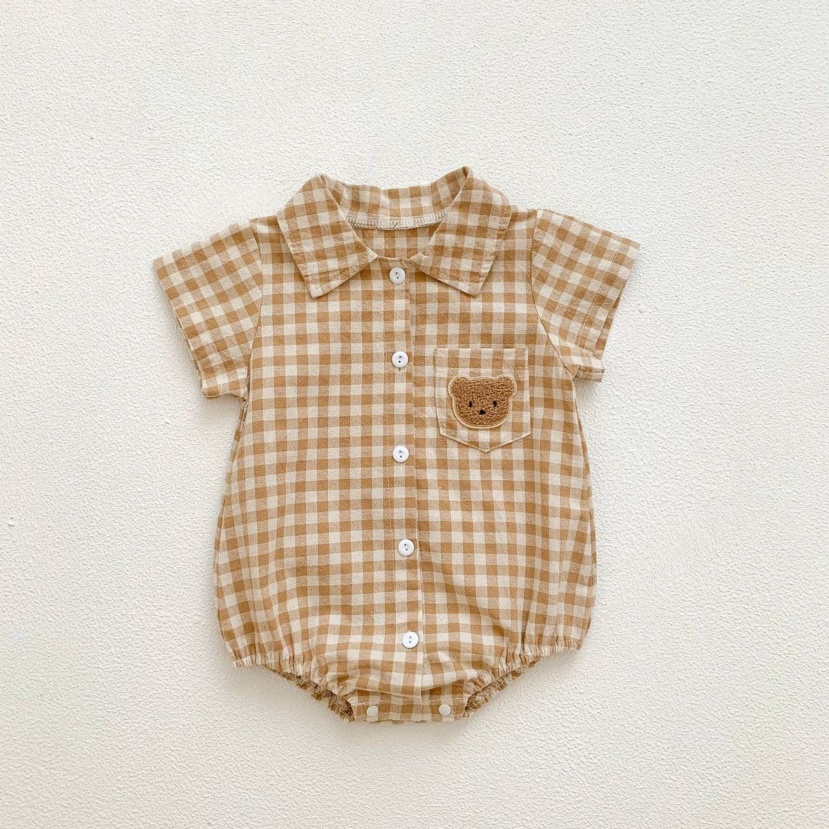 Plaid Teddy Bear Bodysuit Collar