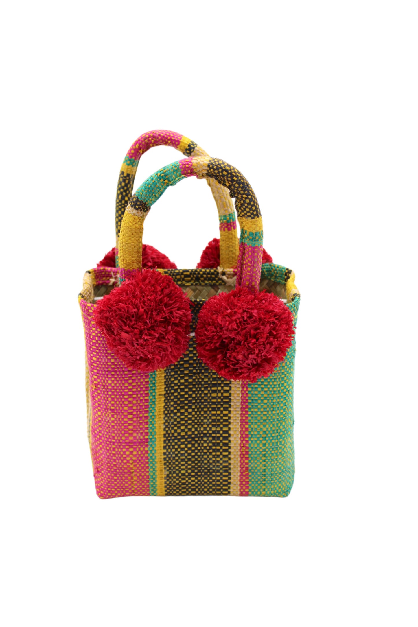 Schooner Straw Mini Bag with Pompom Accent
