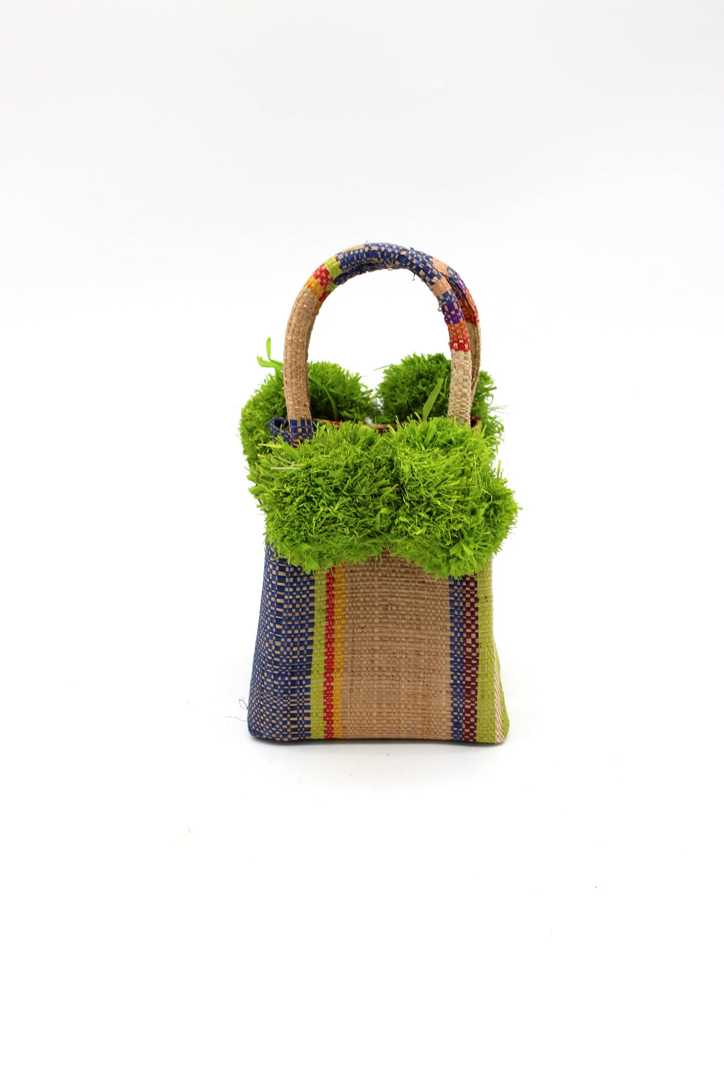 Schooner Straw Mini Bag with Pompom Accent