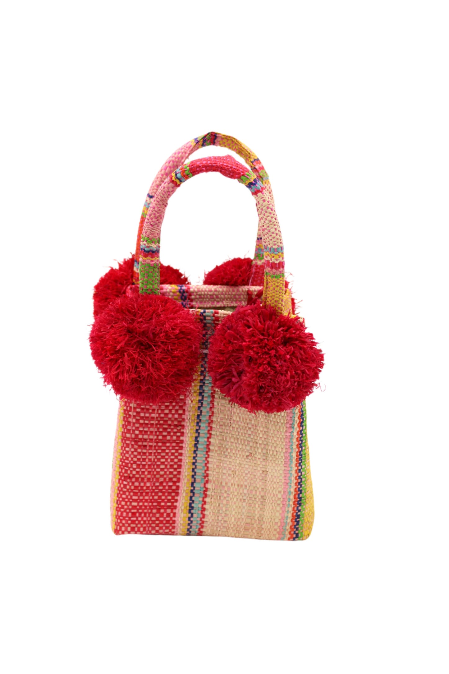 Schooner Straw Mini Bag with Pompom Accent