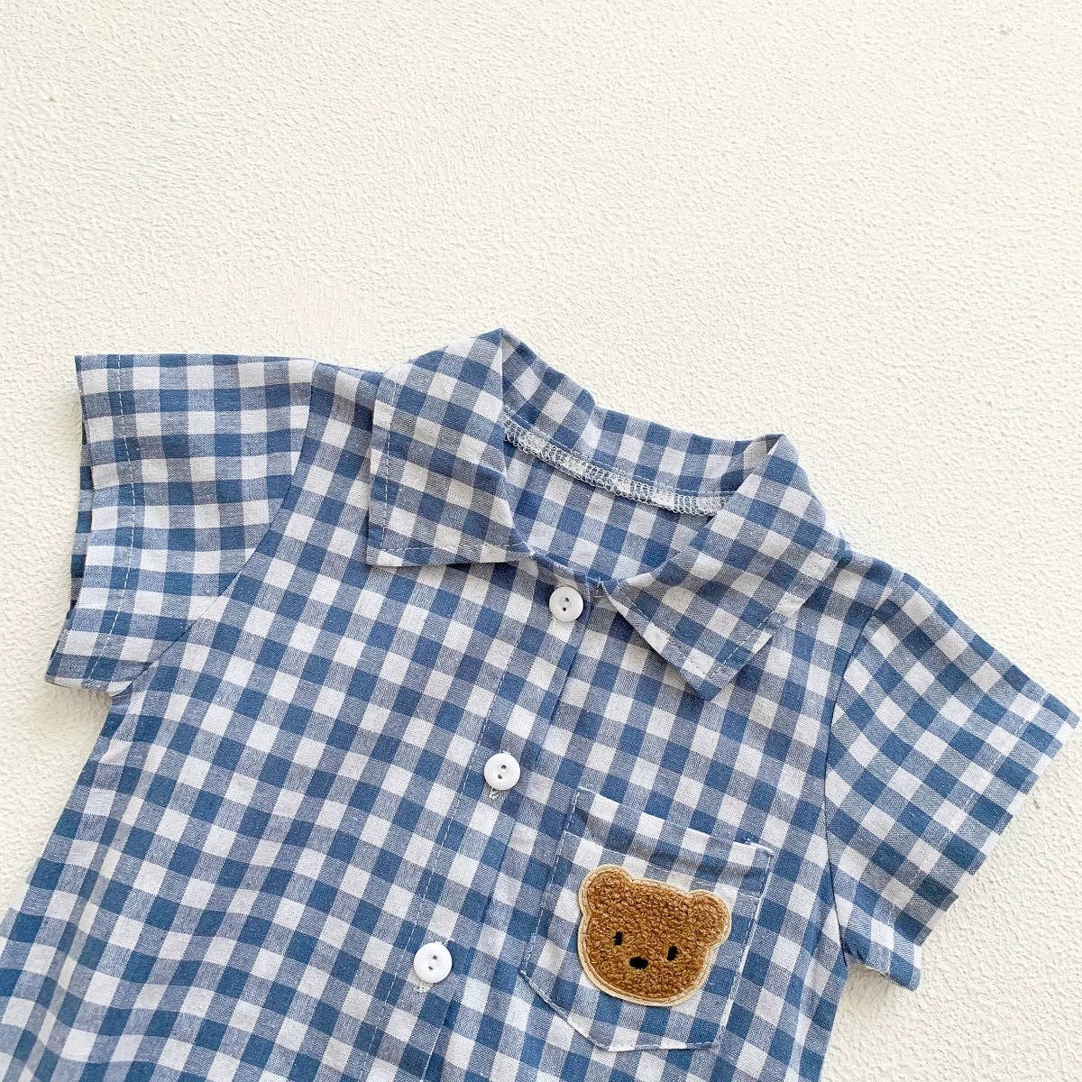Plaid Teddy Bear Bodysuit Collar