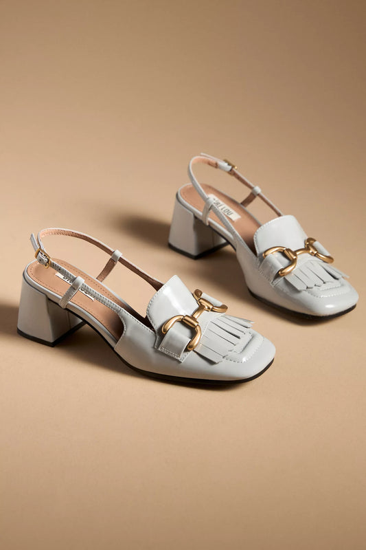 Slingback w/Gold Buckle White