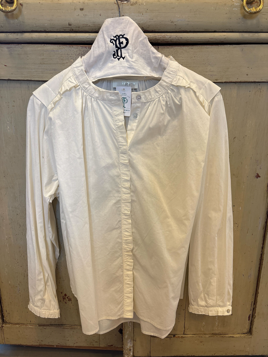 Button Down Ruffle Top Cream