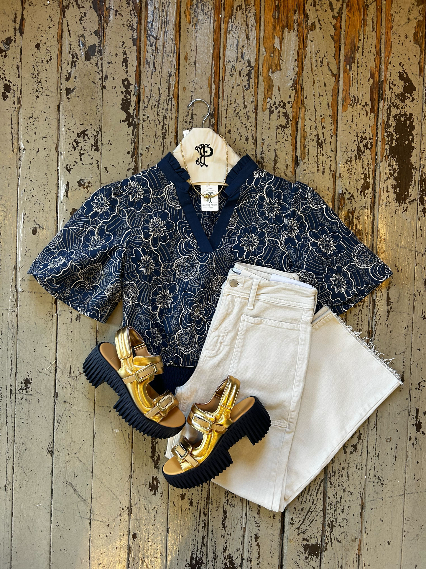 Navy Detail Top
