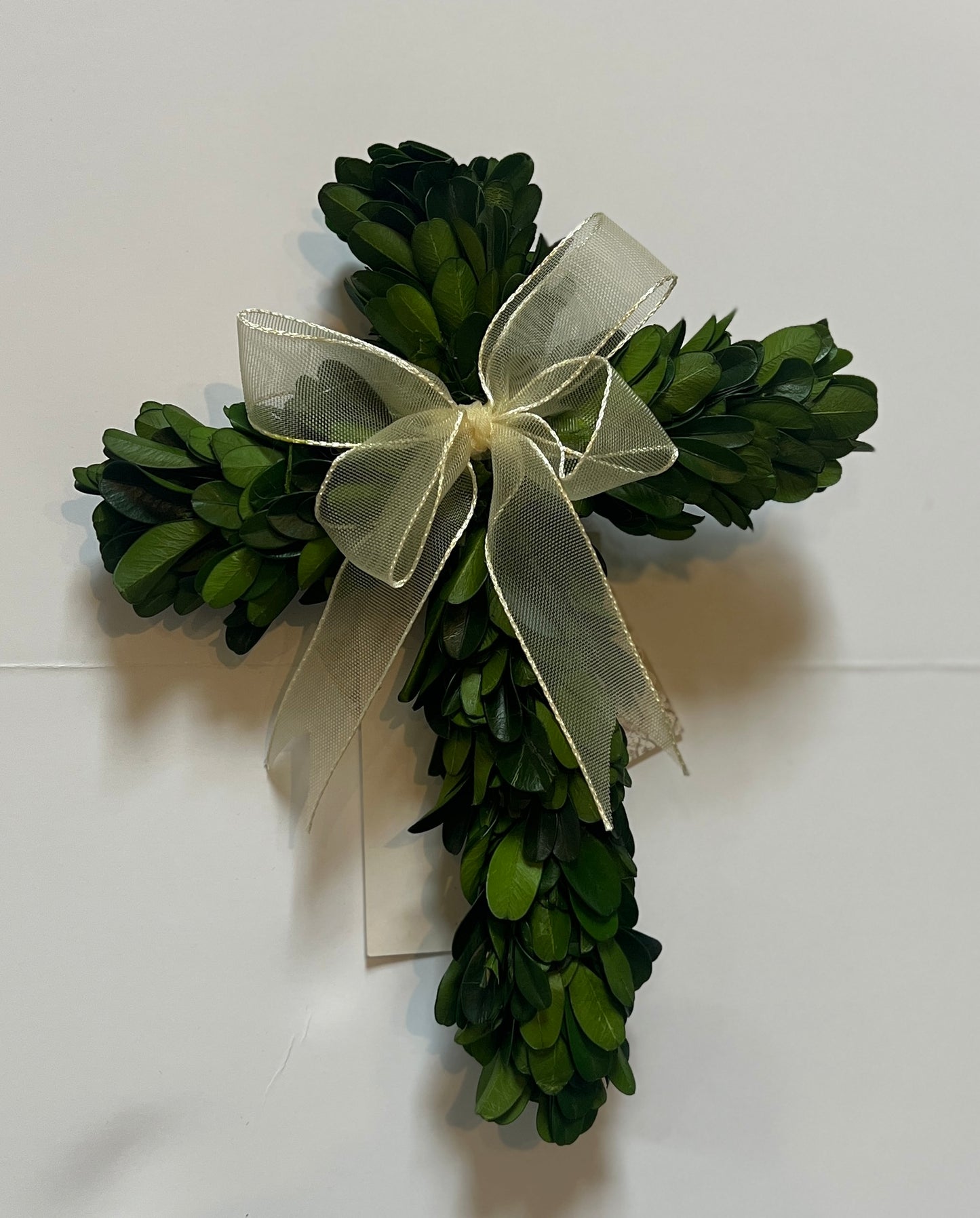 Boxwood Mini Cross With Ribbon