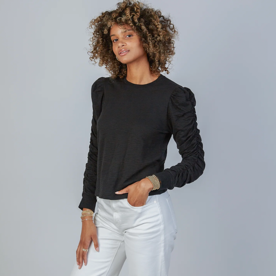 Elle Ruched Sleeve Top