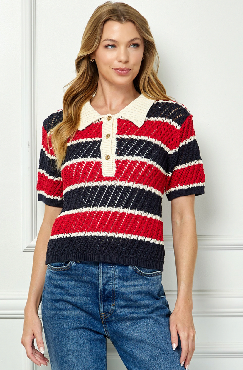 Striped Collared Top
