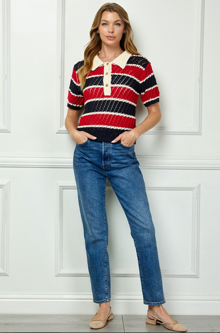 Striped Collared Top