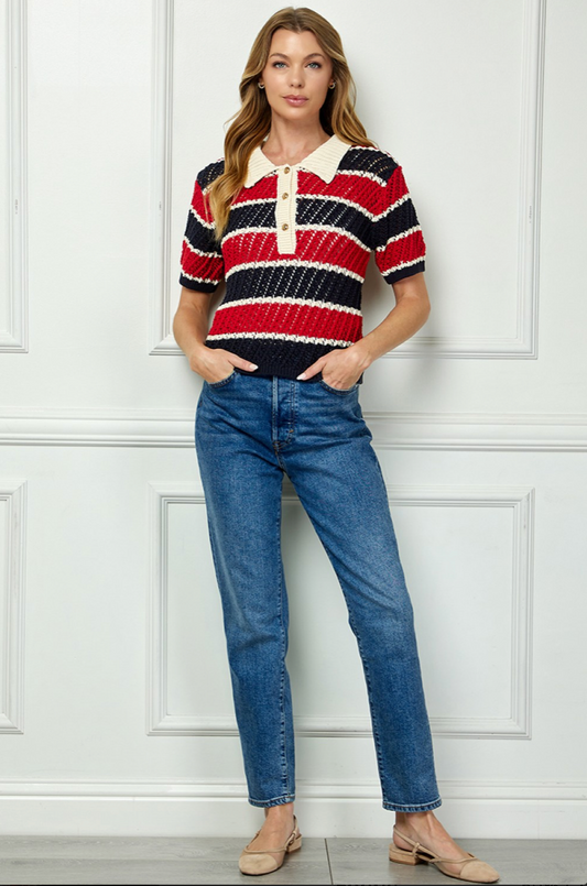 Striped Collared Top