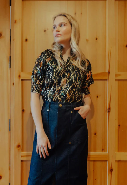 Gathered Button Down