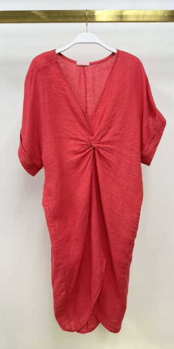 Linen Twist Front Dress