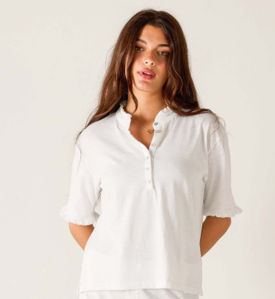 Josephine Ruffle Henley Tee