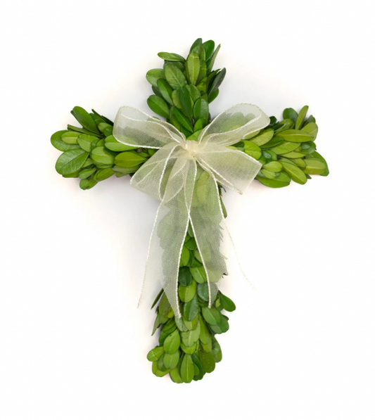 Boxwood Mini Cross With Ribbon