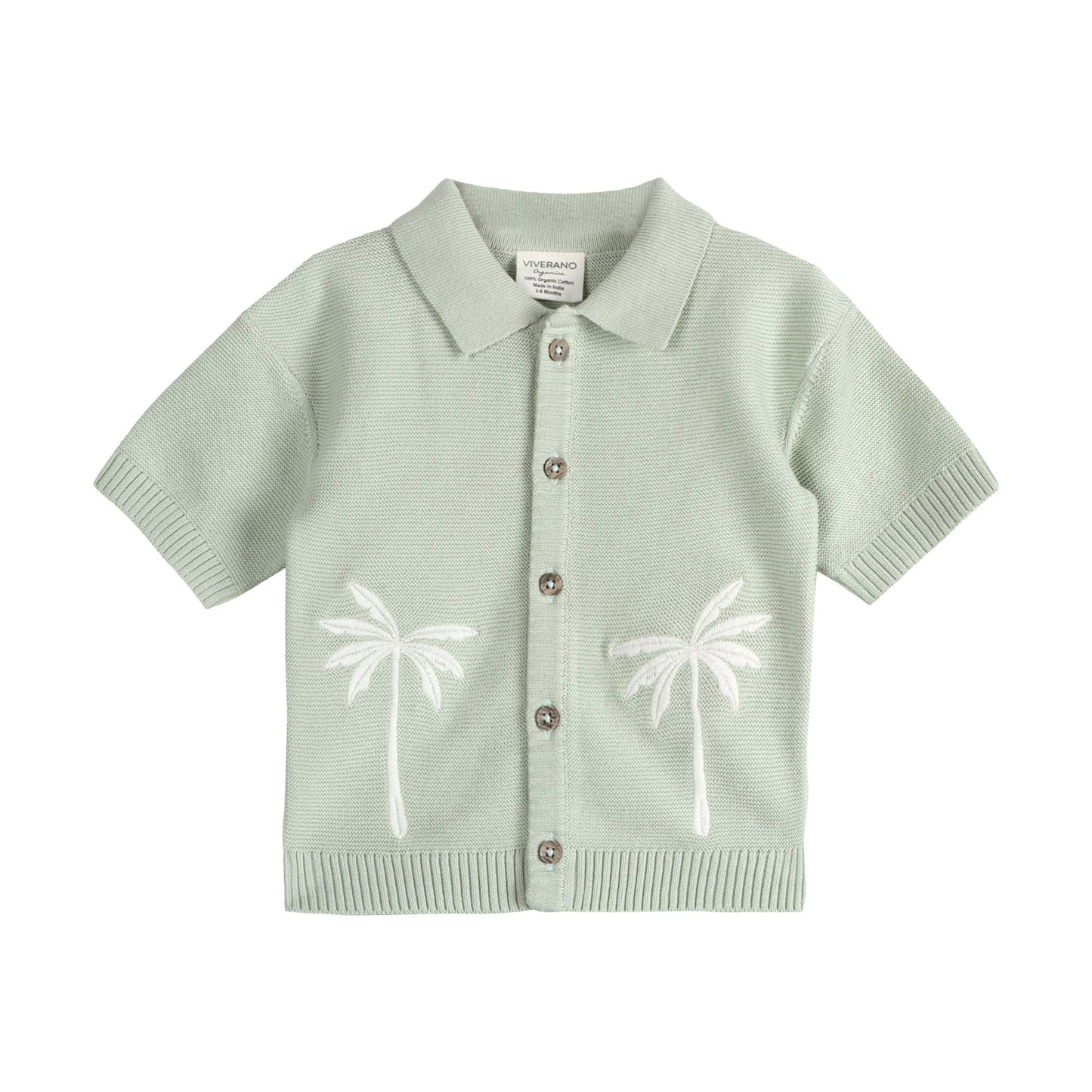 Palm Trees Embroidered Shirt & Shorts Set