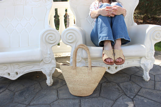 Anakao Crochet Straw Basket Handbag
