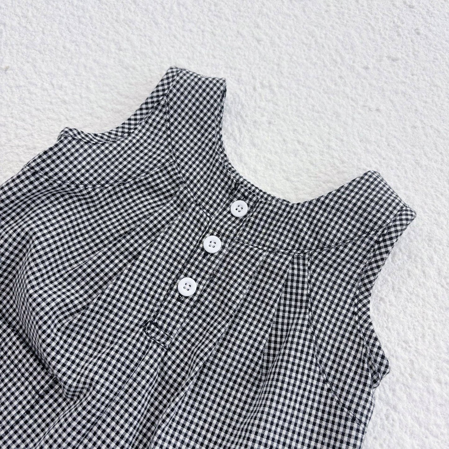 Baby Casual Plaid Sleeveless Rompers