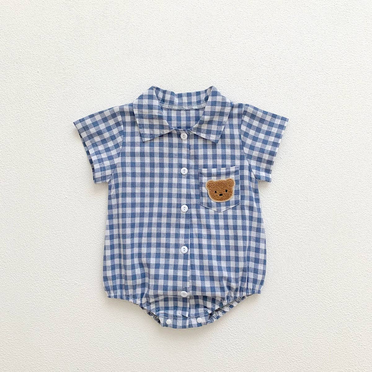 Plaid Teddy Bear Bodysuit Collar