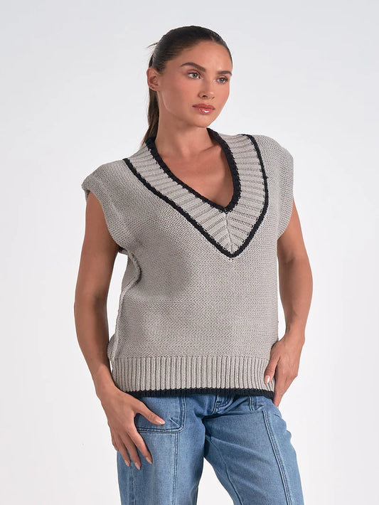 V-neck Vest Grey/Black